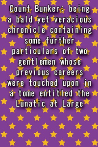 Count Bunker being a bald yet veracious chronicle containing some further particulars of two gentlemen whose previous careers were touched upon in a tome entitled the Lunatic at Large ebook