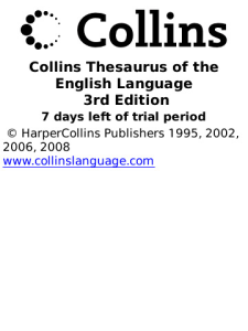 Collins English Dictionary and Thesaurus 2010 Complete and Unabridged