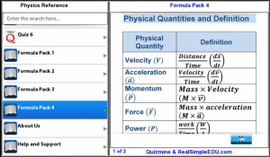 Physics Reference for Tablet