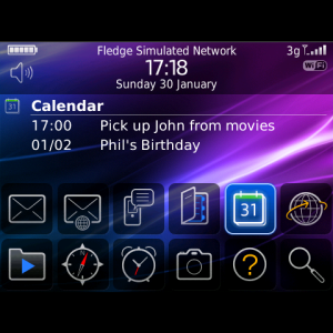 2 Row Theme with Calendar Entries Home Screen Theme