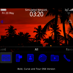 Palm Tree Sunset Theme with Wonderful Glowing Blue Icons