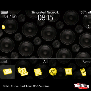 Black DJ Sound System Theme with Brilliant Gold Icons
