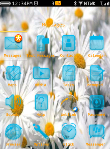 SMiling Flowers Theme With Brilliant Blue Aspect Icons