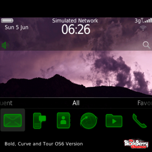 Purple Clouds Skyscape Theme with Amazing Green Icons