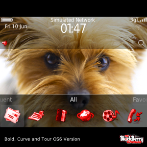 Puppy Dog with Red Aspect Icons Theme
