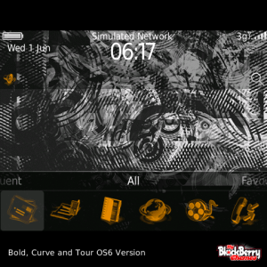 Silver and Black Funk Art Abstract Theme with Breathtaking Orange Aspect Icons