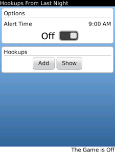Hookups From Last Night for blackberry app Screenshot
