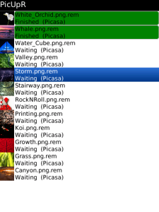 PicUpR Photo Uploader for blackberry app Screenshot