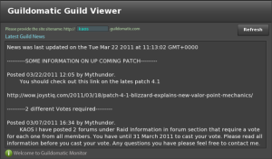 Guildomatic Viewer for blackberry app Screenshot