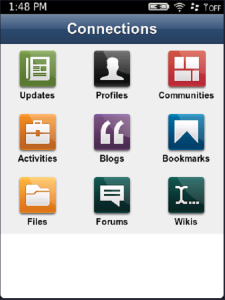 IBM Connections for blackberry app Screenshot