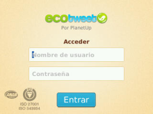 EcoTweet for blackberry app Screenshot