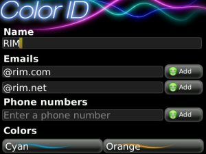 LED Light Color Customizer for Contacts for blackberry app Screenshot
