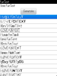 FunText for blackberry app Screenshot