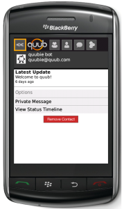 quub for blackberry app Screenshot