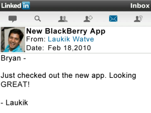LinkedIn for blackberry app Screenshot