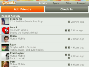 Gowalla for blackberry app Screenshot