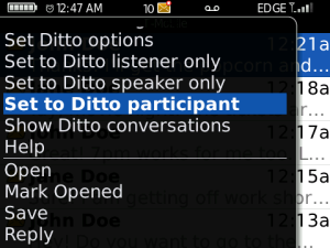 Ditto for blackberry app Screenshot