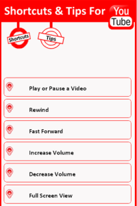 Shortcuts and Tips for Youtube for blackberry app Screenshot