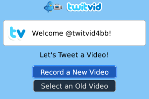 TwitVid Share Videos on Twitter for blackberry app Screenshot