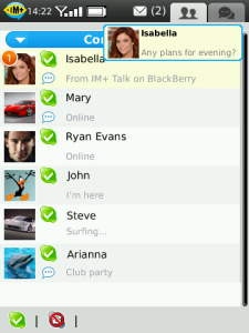 IM+ Talk: with free VoIP calls for blackberry app Screenshot