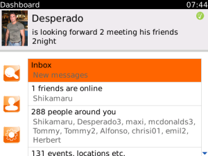 Orange Friendszone for blackberry app Screenshot
