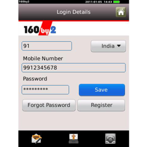 160by2 Free SMS for blackberry app Screenshot