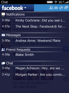 Facebook for blackberry app Screenshot