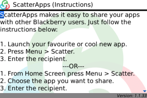 ScatterApps Simple App Sharing for blackberry app Screenshot
