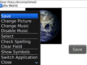 Dear Diary for blackberry app Screenshot