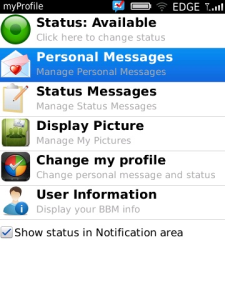 myProfile - Change Personal Status Messages and Pictures for BBM