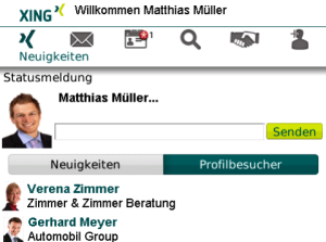 XING for blackberry app Screenshot