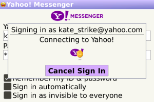 Yahoo Messenger for blackberry app Screenshot