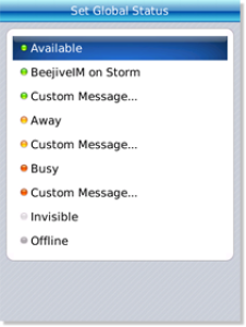 BeejiveIM instant messaging anywhere for blackberry app Screenshot