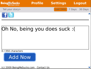 BeingMeSucks for blackberry app Screenshot
