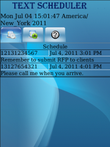 Text SMS Scheduler for blackberry app Screenshot