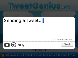 TweetGenius for blackberry app Screenshot