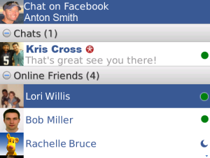 Chat on Facebook for blackberry app Screenshot