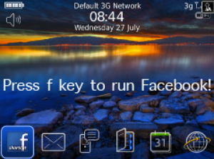 Shortcut for Facebook for blackberry app Screenshot
