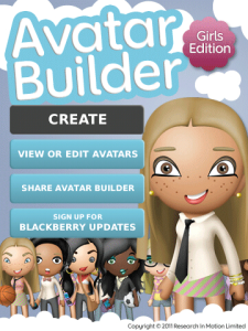 Avatar Builder Girls Edition for blackberry app Screenshot
