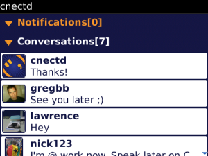 Cnectd for blackberry app Screenshot