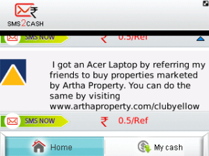 Sms2Cash for blackberry app Screenshot