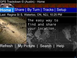 GPS Trackdown for blackberry app Screenshot