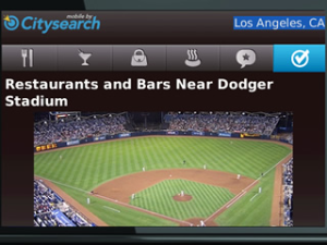 Citysearch for blackberry app Screenshot