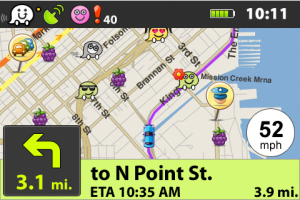 Waze crowdsource social GPS navigation for blackberry app Screenshot