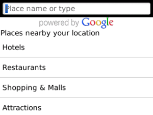World Places Lite for blackberry app Screenshot