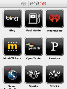 Toyota Entune for blackberry app Screenshot