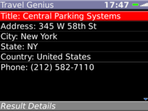 Travel Genius Pro for blackberry app Screenshot