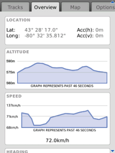 Advanced GPS Tracker for blackberry app Screenshot