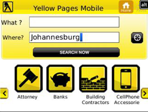 Yellow Pages SA for blackberry app Screenshot