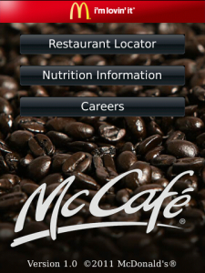 McDonalds for blackberry app Screenshot